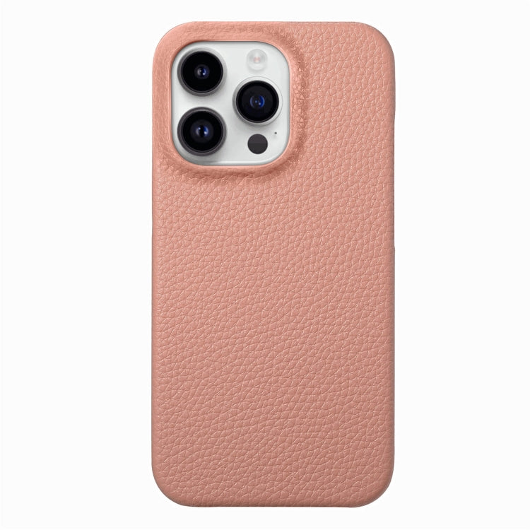 For iPhone 15 Pro Litchi Oil Edge Leather Back Phone Case(Pink) - HoMEdemic™ 