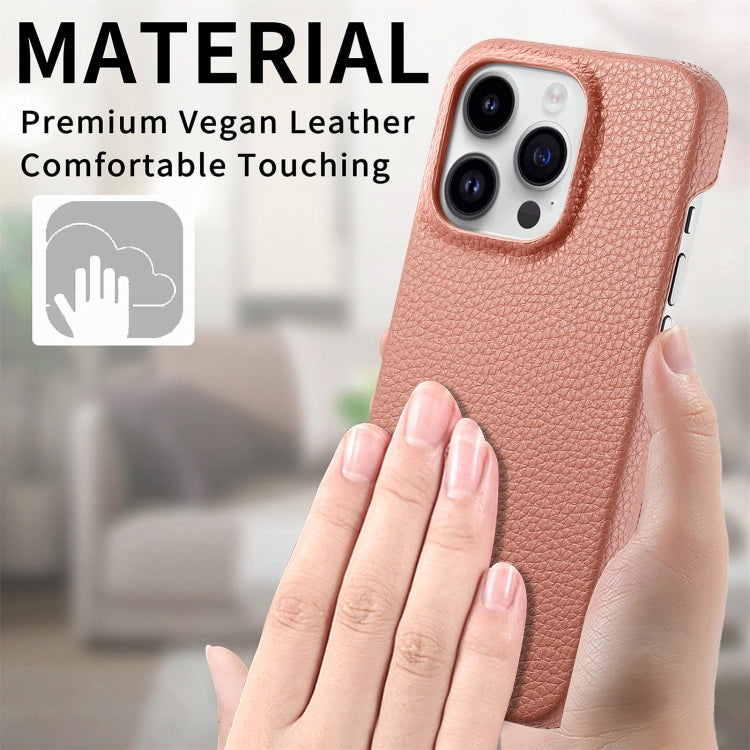 For iPhone 15 Pro Litchi Oil Edge Leather Back Phone Case(Pink) - HoMEdemic™ 