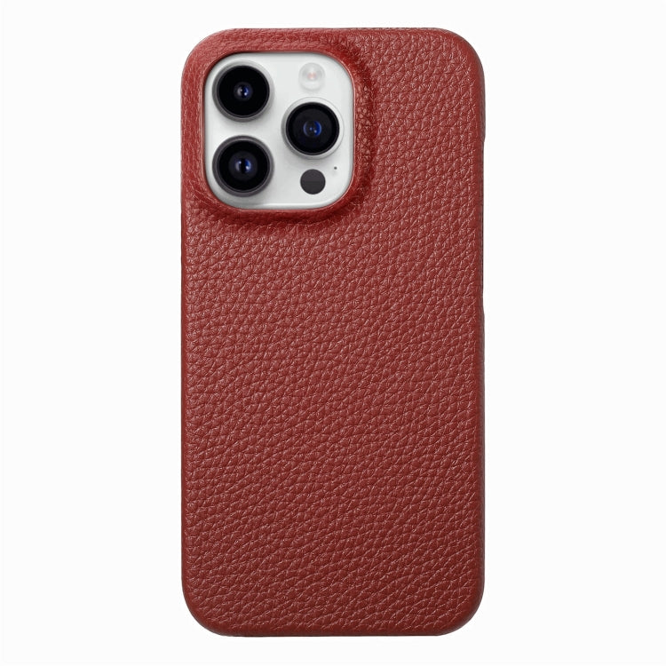 For iPhone 15 Pro Litchi Oil Edge Leather Back Phone Case(Red) - HoMEdemic™ 