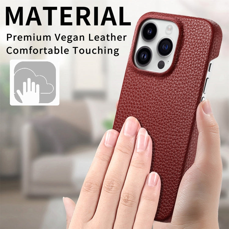 For iPhone 15 Pro Litchi Oil Edge Leather Back Phone Case(Red) - HoMEdemic™ 