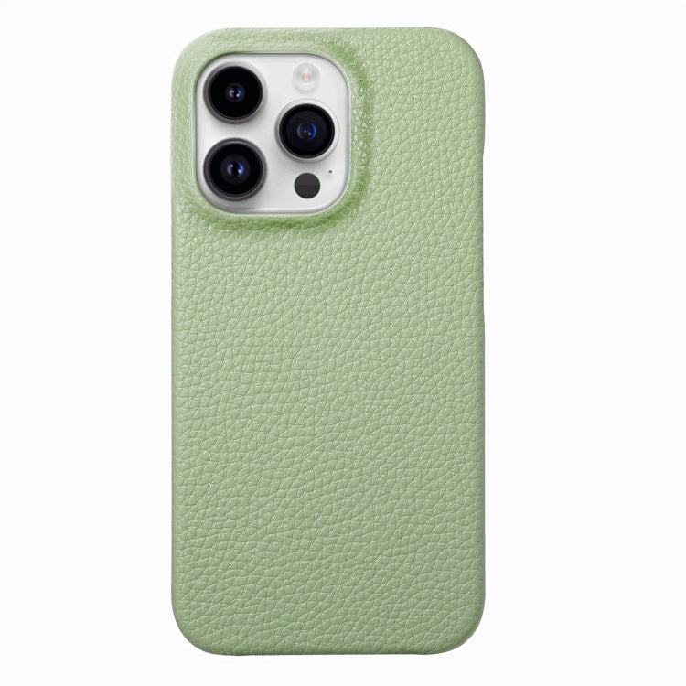For iPhone 15 Pro Litchi Oil Edge Leather Back Phone Case(Tea Green) - HoMEdemic™ 