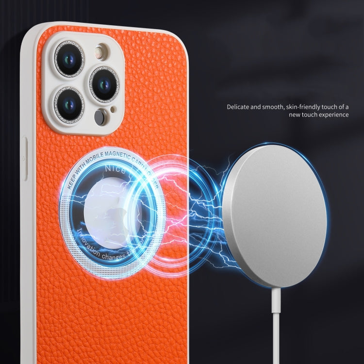 For iPhone 15 Pro Litchi Texture MagSafe TPU Full Coverage Shockproof Phone Case(Orange) - HoMEdemic™ 
