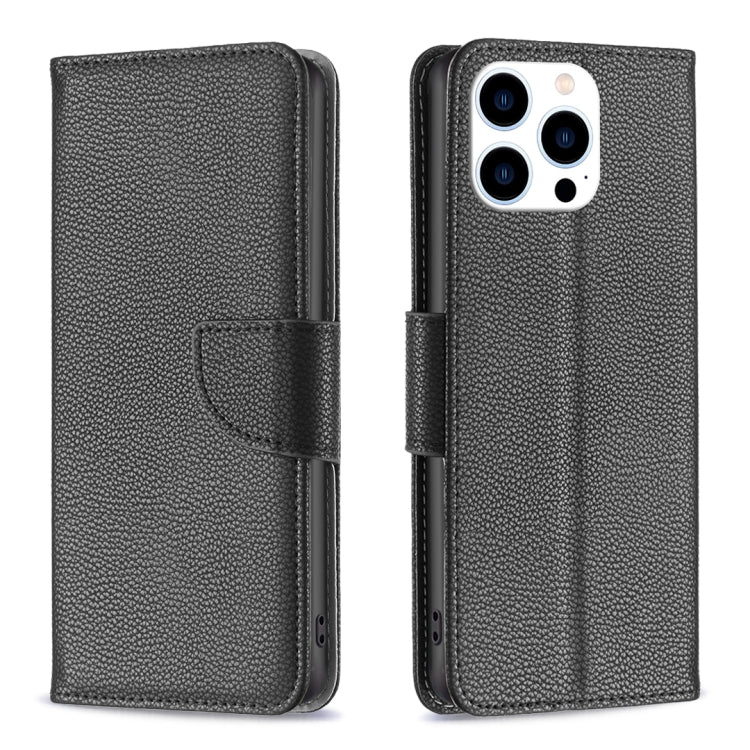 For iPhone 15 Pro Litchi Texture Pure Color Flip Leather Phone Case(Black) - HoMEdemic™ 