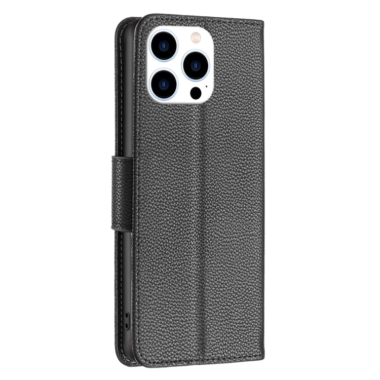 For iPhone 15 Pro Litchi Texture Pure Color Flip Leather Phone Case(Black) - HoMEdemic™ 