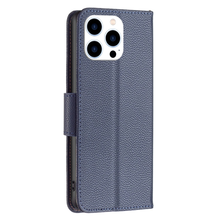 For iPhone 15 Pro Litchi Texture Pure Color Flip Leather Phone Case(Blue) - HoMEdemic™ 