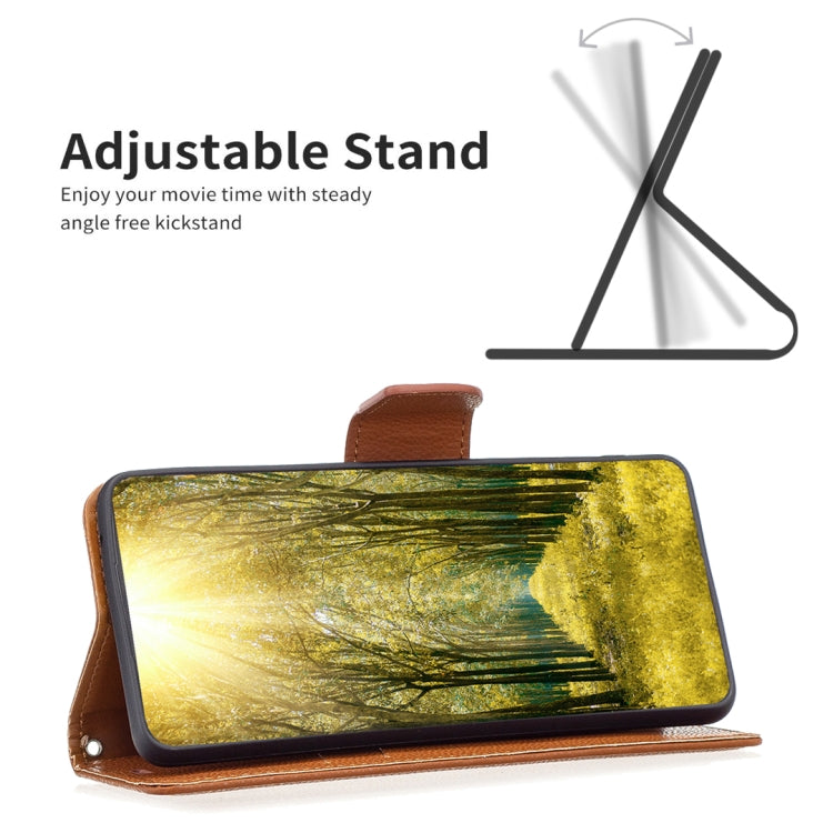 For iPhone 15 Pro Litchi Texture Pure Color Flip Leather Phone Case(Brown) - HoMEdemic™ 