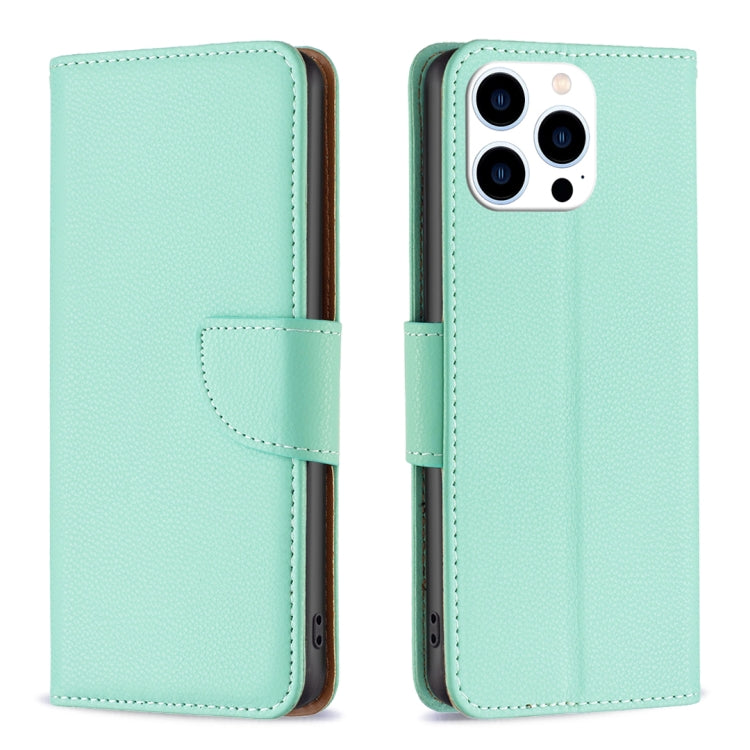 For iPhone 15 Pro Litchi Texture Pure Color Flip Leather Phone Case(Green) - HoMEdemic™ 