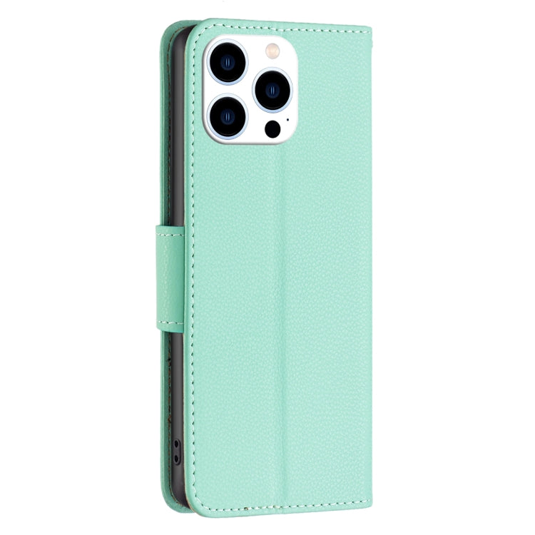 For iPhone 15 Pro Litchi Texture Pure Color Flip Leather Phone Case(Green) - HoMEdemic™ 