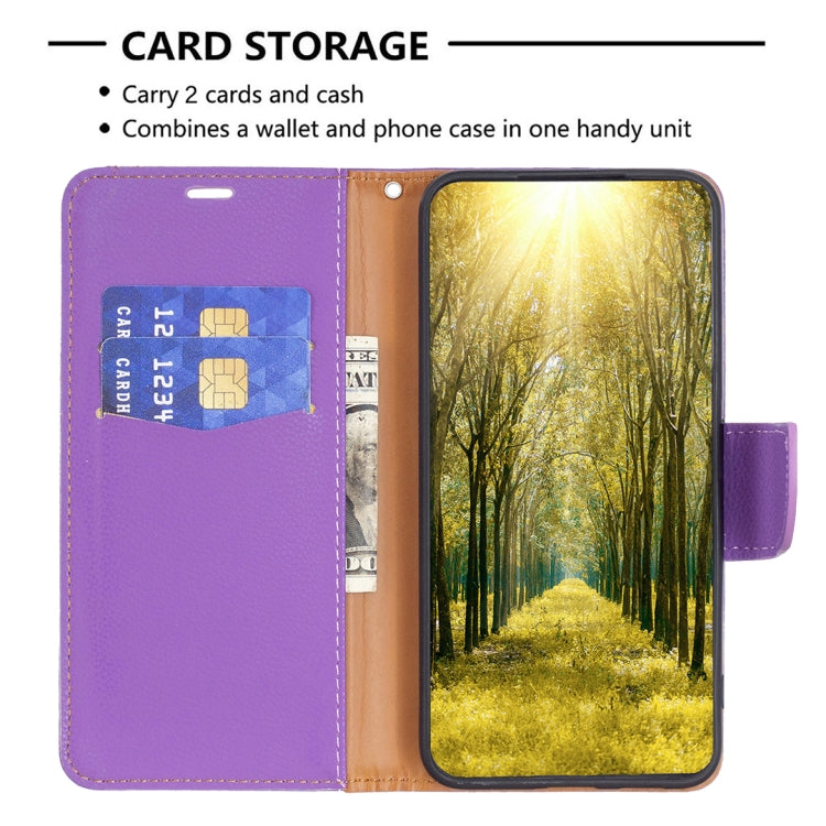 For iPhone 15 Pro Litchi Texture Pure Color Flip Leather Phone Case(Purple) - HoMEdemic™ 