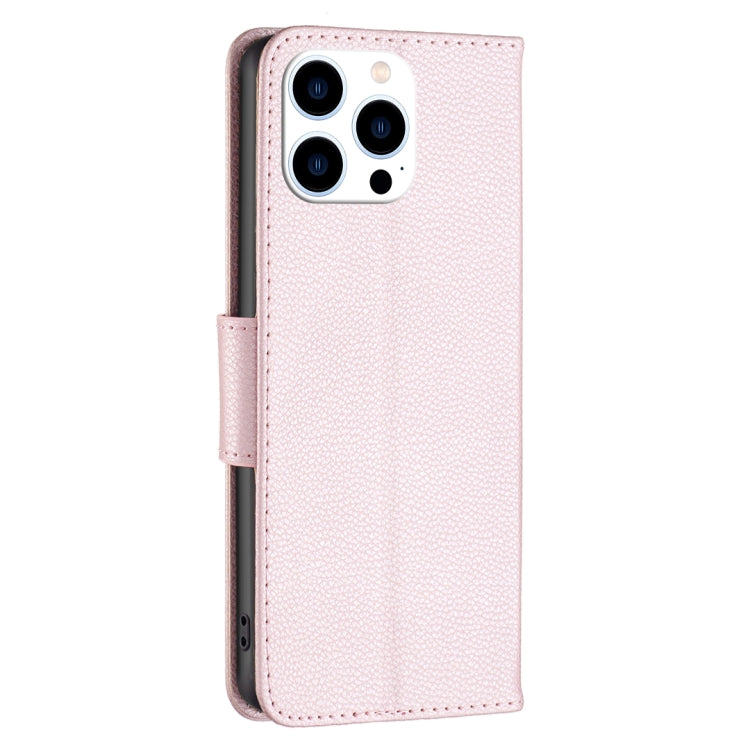 For iPhone 15 Pro Litchi Texture Pure Color Flip Leather Phone Case(Rose Gold) - HoMEdemic™ 