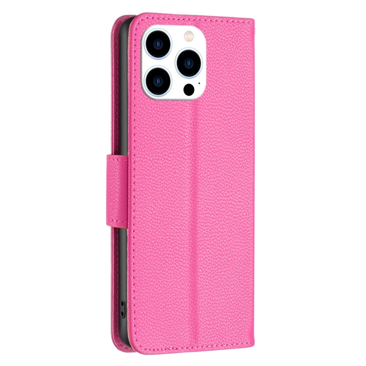For iPhone 15 Pro Litchi Texture Pure Color Flip Leather Phone Case(Rose Red) - HoMEdemic™ 
