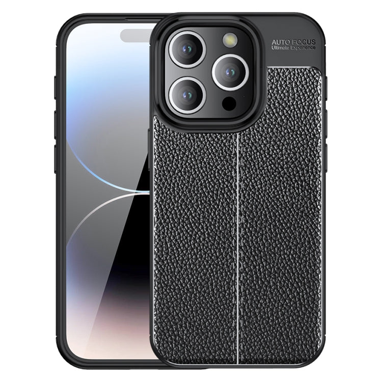 For iPhone 15 Pro Litchi Texture Shockproof TPU Phone Case(Black) - HoMEdemic™ 