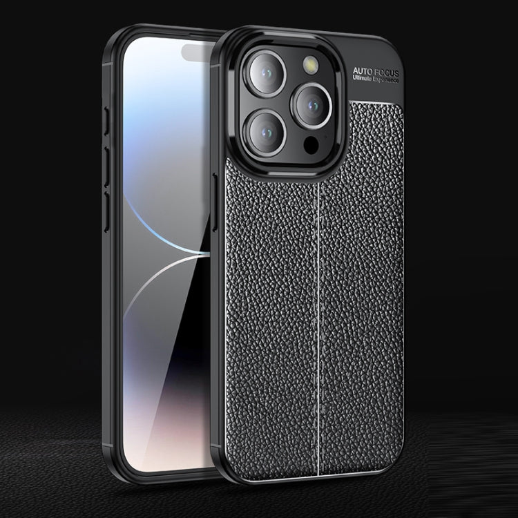 For iPhone 15 Pro Litchi Texture Shockproof TPU Phone Case(Black) - HoMEdemic™ 