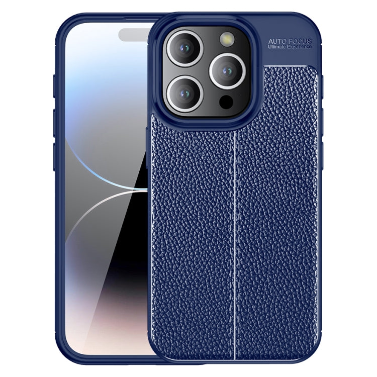 For iPhone 15 Pro Litchi Texture Shockproof TPU Phone Case(Blue) - HoMEdemic™ 