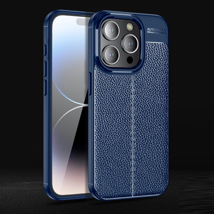 For iPhone 15 Pro Litchi Texture Shockproof TPU Phone Case(Blue) - HoMEdemic™ 