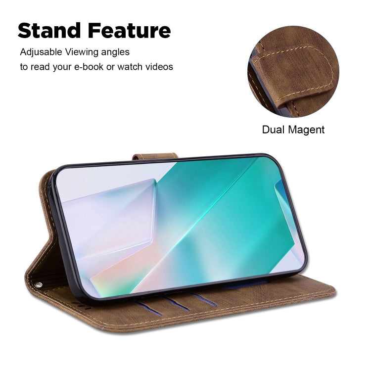 For iPhone 15 Pro Little Tiger Embossed Leather Phone Case(Brown) - HoMEdemic™ 
