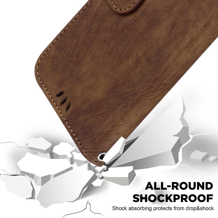 For iPhone 15 Pro Little Tiger Embossed Leather Phone Case(Brown) - HoMEdemic™ 