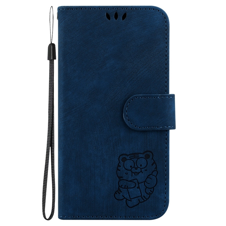 For iPhone 15 Pro Little Tiger Embossed Leather Phone Case(Dark Blue) - HoMEdemic™ 