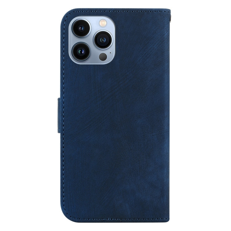 For iPhone 15 Pro Little Tiger Embossed Leather Phone Case(Dark Blue) - HoMEdemic™ 