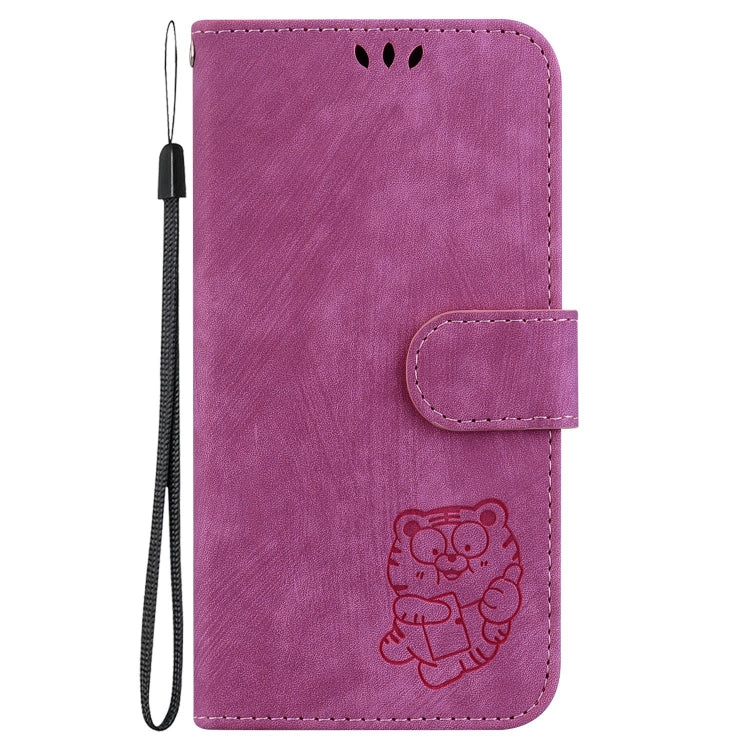 For iPhone 15 Pro Little Tiger Embossed Leather Phone Case(Rose Red) - HoMEdemic™ 
