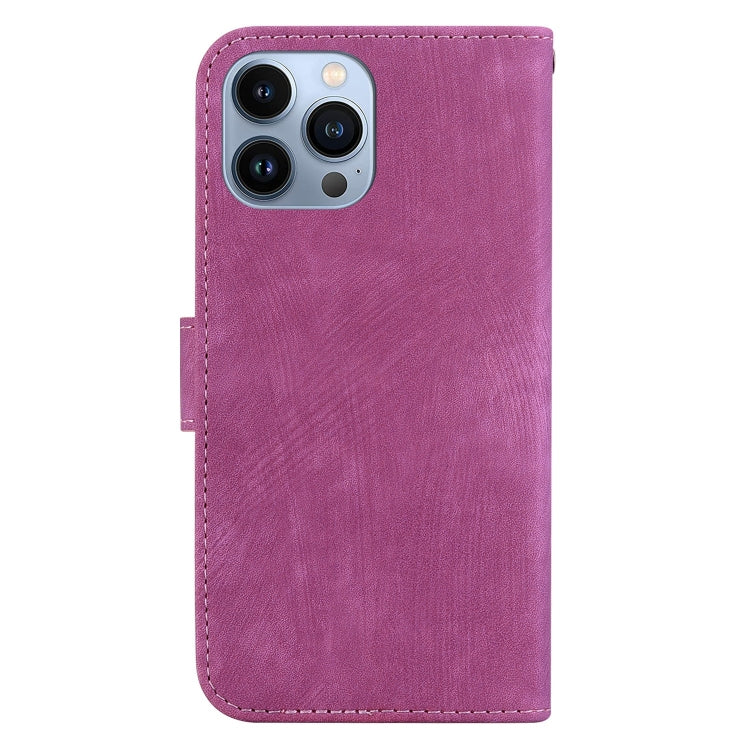For iPhone 15 Pro Little Tiger Embossed Leather Phone Case(Rose Red) - HoMEdemic™ 