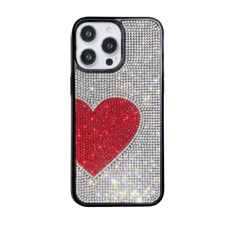 For iPhone 15 Pro Love Heart Diamond TPU Phone Case(Silver) - HoMEdemic™ 