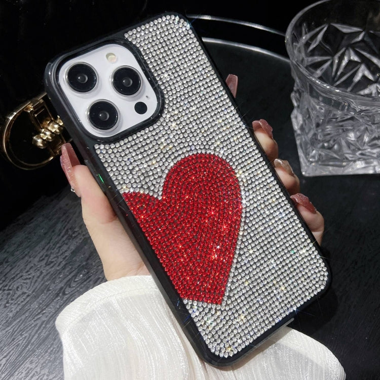 For iPhone 15 Pro Love Heart Diamond TPU Phone Case(Silver) - HoMEdemic™ 