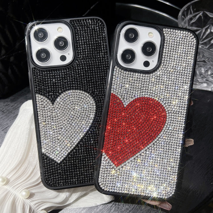 For iPhone 15 Pro Love Heart Diamond TPU Phone Case(Silver) - HoMEdemic™ 