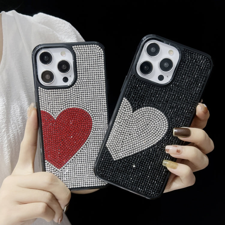 For iPhone 15 Pro Love Heart Diamond TPU Phone Case(Silver) - HoMEdemic™ 