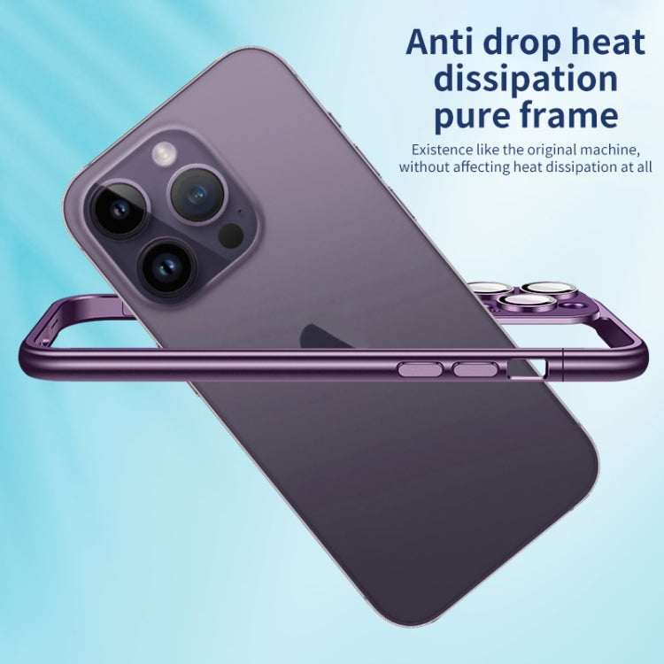 For iPhone 15 Pro Macaron PC Phone Pure Border Frame with Lens Glass Film(Green) - HoMEdemic™ 