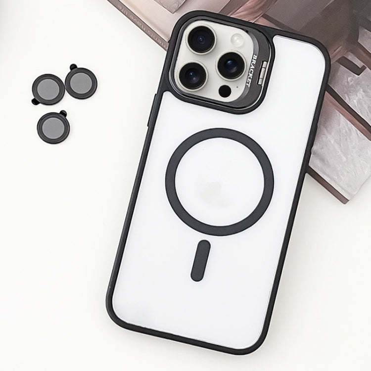 For iPhone 15 Pro MagSafe Acrylic Hybrid TPU Holder Phone Case with Lens film(Black) - HoMEdemic™ 