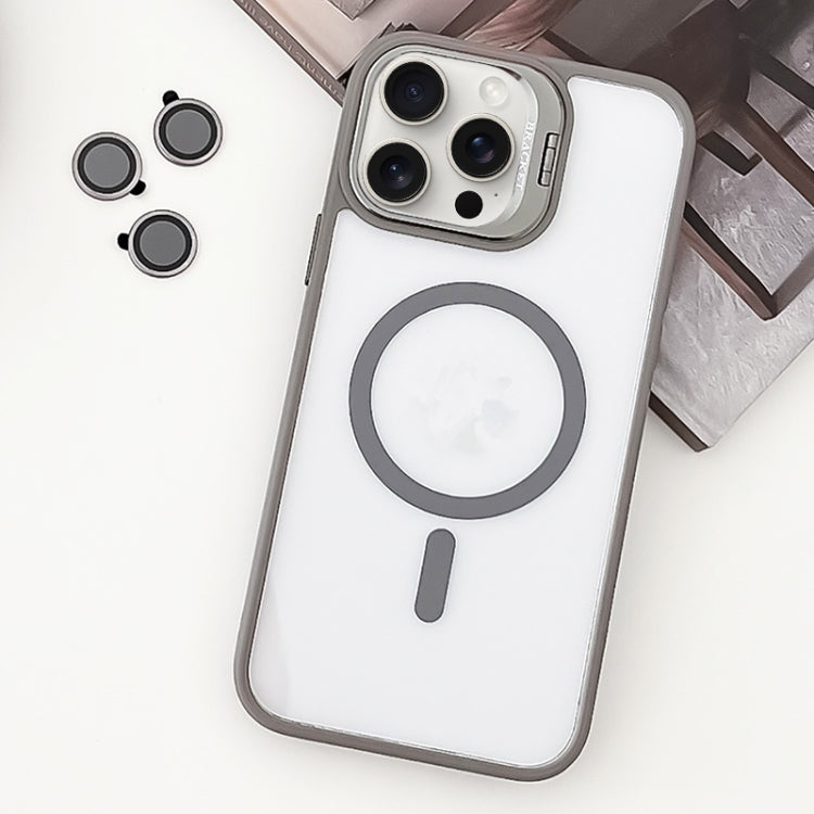 For iPhone 15 Pro MagSafe Acrylic Hybrid TPU Holder Phone Case with Lens film(Grey) - HoMEdemic™ 