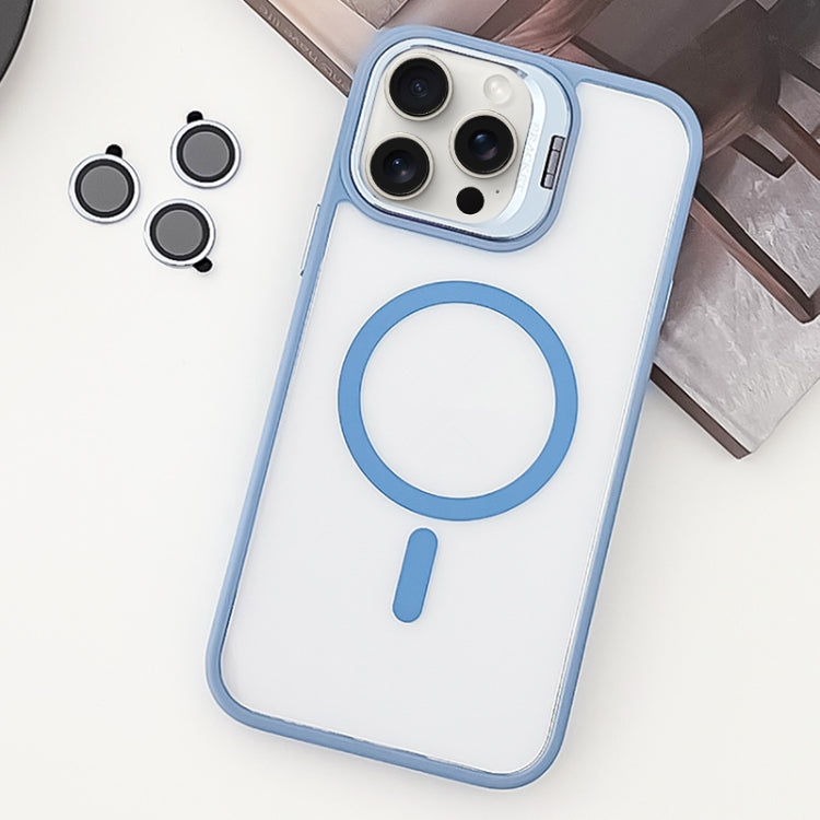 For iPhone 15 Pro MagSafe Acrylic Hybrid TPU Holder Phone Case with Lens film(Light Blue) - HoMEdemic™ 