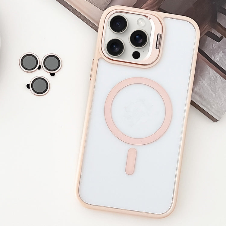 For iPhone 15 Pro MagSafe Acrylic Hybrid TPU Holder Phone Case with Lens film(Pink) - HoMEdemic™ 