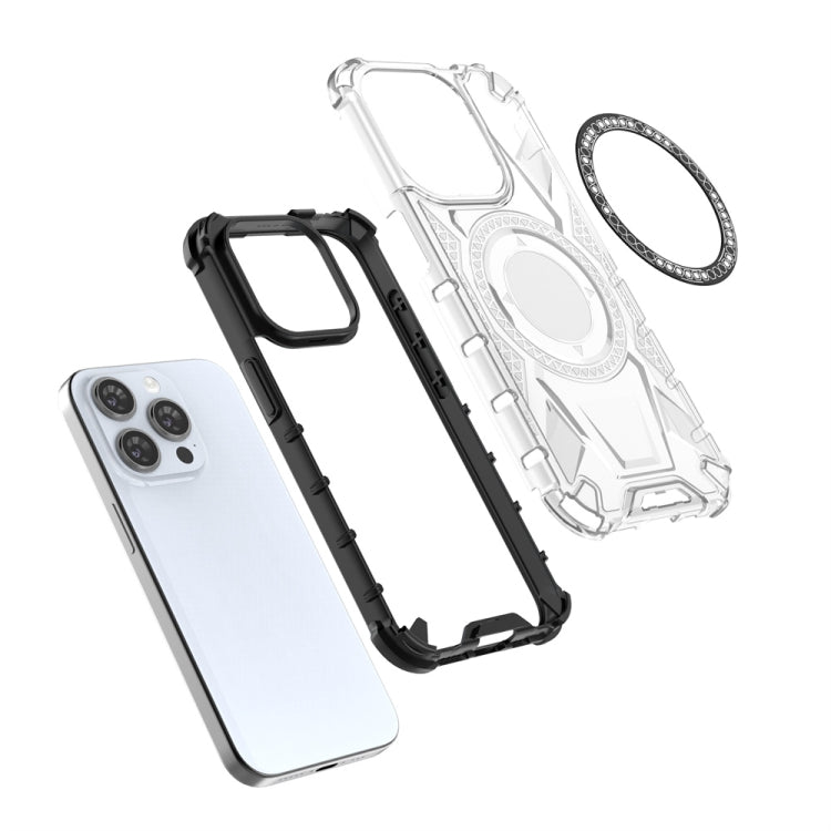 For iPhone 15 Pro MagSafe Armor Holder PC Hybrid TPU Phone Case(Black) - HoMEdemic™ 