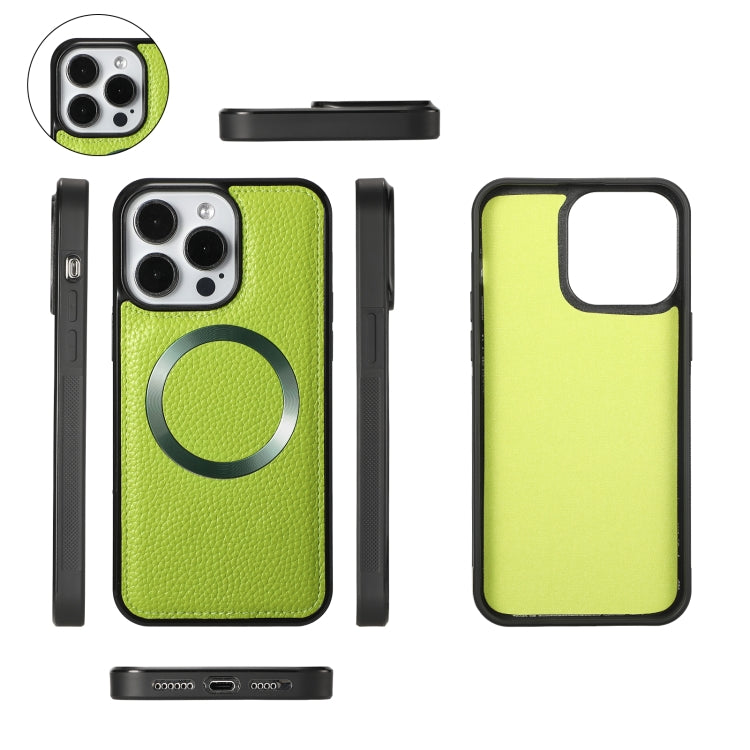 For iPhone 15 Pro MagSafe Crossbody Multi-functional Zipper Wallet Litchi Leather Phone Case(Green) - HoMEdemic™ 