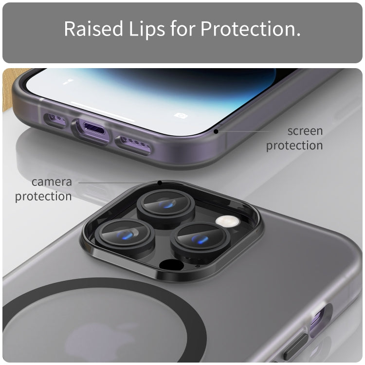 For iPhone 15 Pro MagSafe Frosted Translucent TPU + PC Full Coverage Phone Case(Black) - HoMEdemic™ 