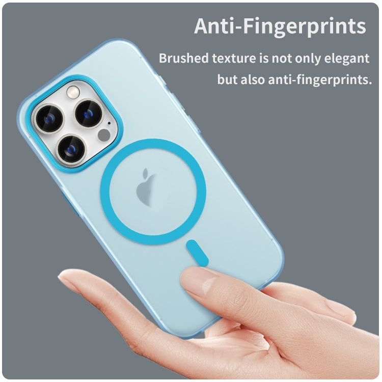 For iPhone 15 Pro MagSafe Frosted Translucent TPU + PC Full Coverage Phone Case(Blue) - HoMEdemic™ 