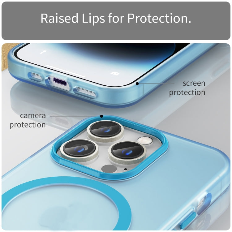 For iPhone 15 Pro MagSafe Frosted Translucent TPU + PC Full Coverage Phone Case(Blue) - HoMEdemic™ 