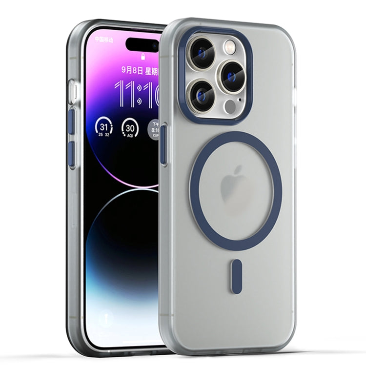 For iPhone 15 Pro MagSafe Frosted Translucent TPU + PC Full Coverage Phone Case(Dark Blue) - HoMEdemic™ 
