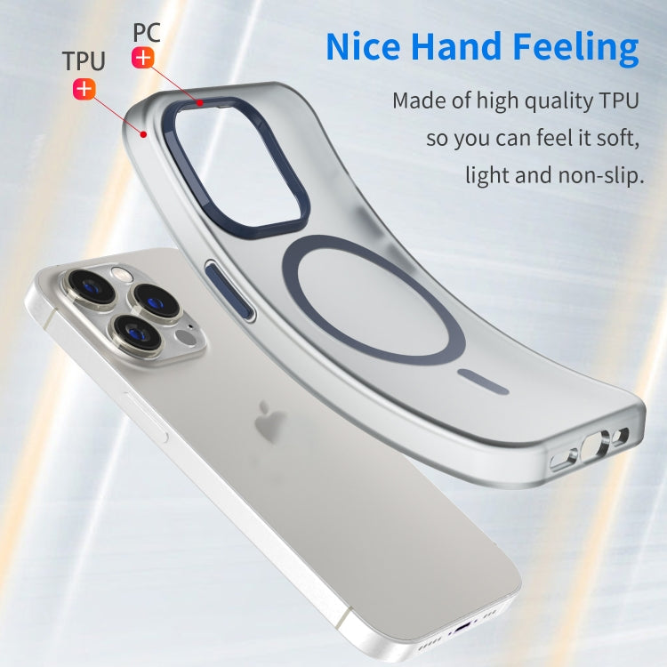 For iPhone 15 Pro MagSafe Frosted Translucent TPU + PC Full Coverage Phone Case(Dark Blue) - HoMEdemic™ 