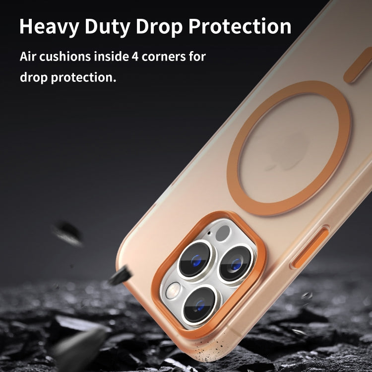 For iPhone 15 Pro MagSafe Frosted Translucent TPU + PC Full Coverage Phone Case(Orange) - HoMEdemic™ 