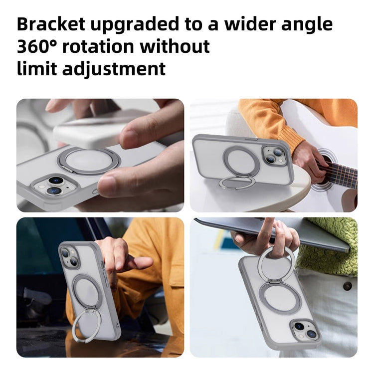 For iPhone 15 Pro MagSafe Holder PC Hybrid TPU Phone Case(Matte Grey) - HoMEdemic™ 