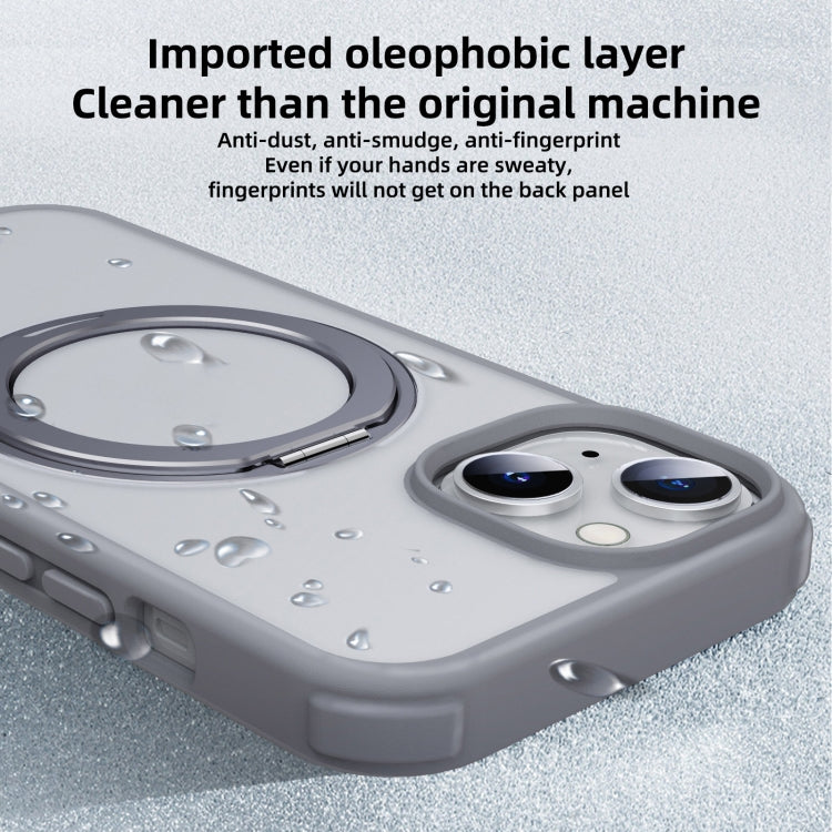 For iPhone 15 Pro MagSafe Holder PC Hybrid TPU Phone Case(Matte Grey) - HoMEdemic™ 
