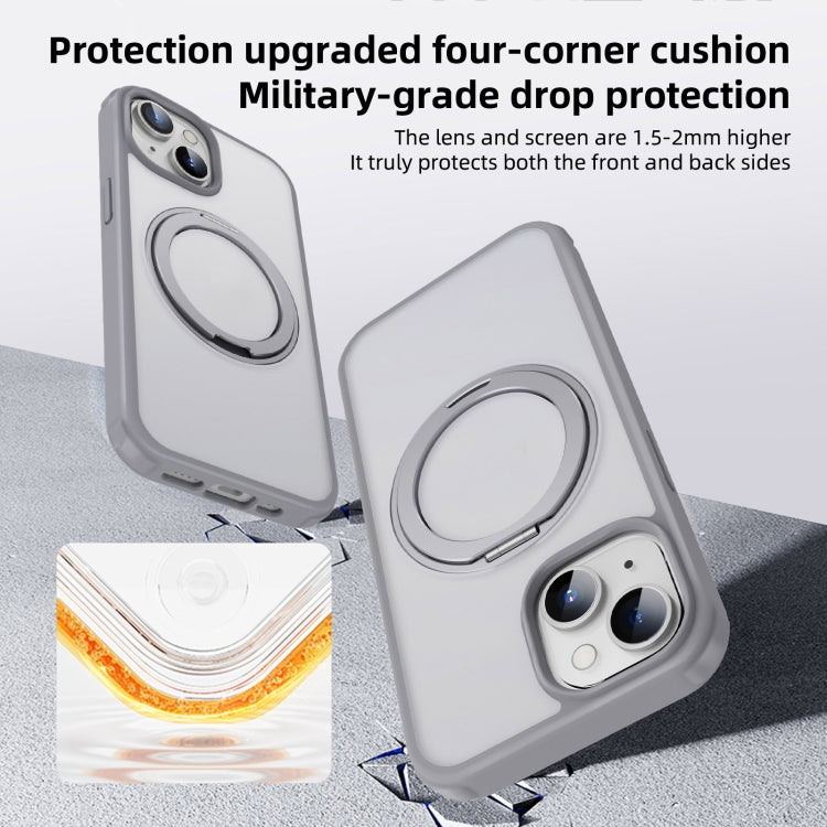 For iPhone 15 Pro MagSafe Holder PC Hybrid TPU Phone Case(Matte Grey) - HoMEdemic™ 