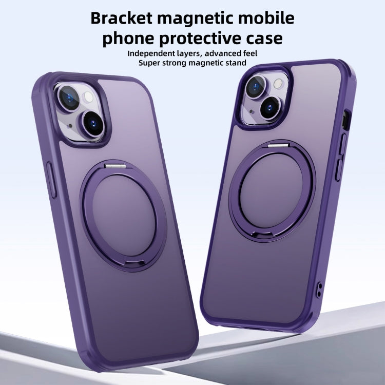 For iPhone 15 Pro MagSafe Holder PC Hybrid TPU Phone Case(Matte Purple) - HoMEdemic™ 