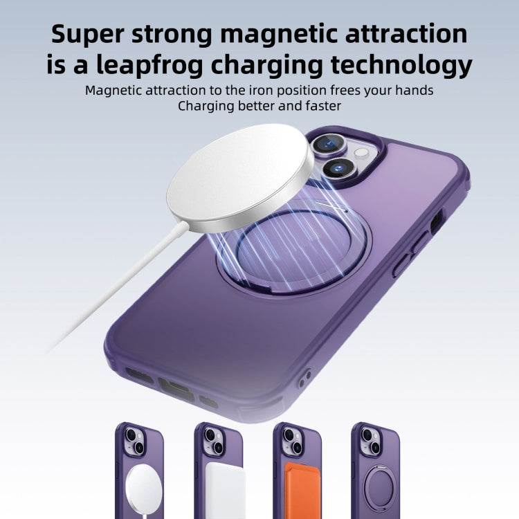 For iPhone 15 Pro MagSafe Holder PC Hybrid TPU Phone Case(Matte Purple) - HoMEdemic™ 