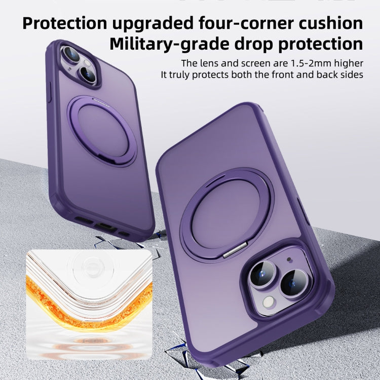 For iPhone 15 Pro MagSafe Holder PC Hybrid TPU Phone Case(Matte Purple) - HoMEdemic™ 