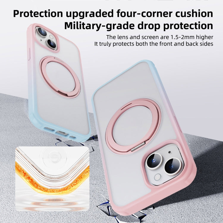 For iPhone 15 Pro MagSafe Holder PC Hybrid TPU Phone Case(Pink Blue) - HoMEdemic™ 