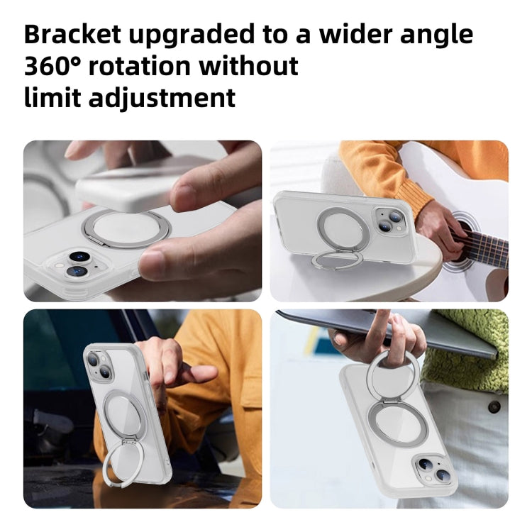 For iPhone 15 Pro MagSafe Holder PC Hybrid TPU Phone Case(Transparent White) - HoMEdemic™ 